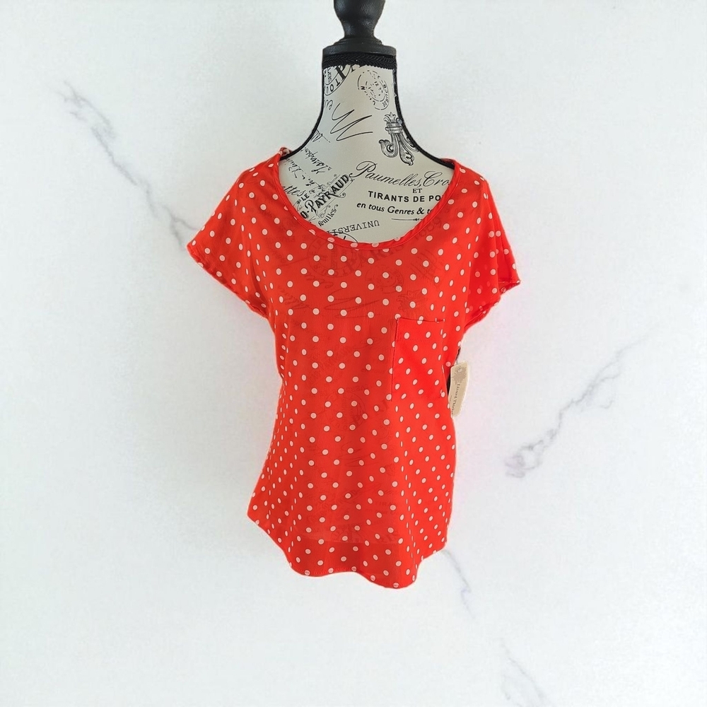 Lizard Thicket Red Polka Dot Short Sleeve Top
